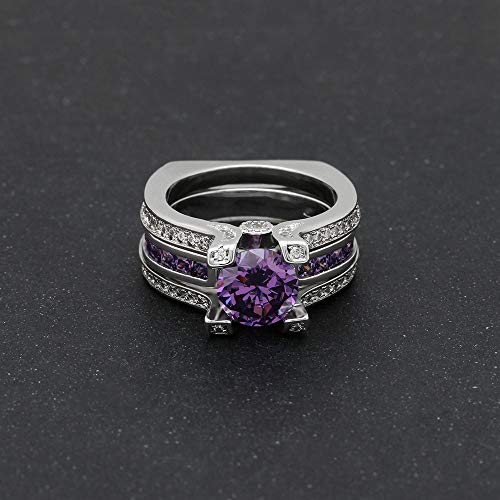 Purple Ring Set Large Engagement Rings