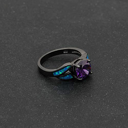 Black Rhodium Plated Blue Opal infinity Ring