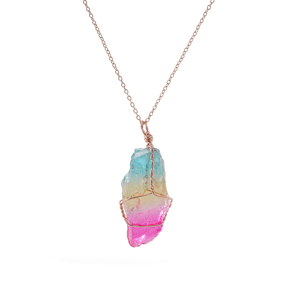 UFOORO Multi Color Crystal Necklace Costume Jewelry for Women Party Daily Sparkly Rainbow Simulated Stone