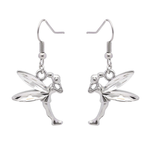 UFOORO Fairy Earrings for Women Cute Pixie Wing Stud Earrings Delicate Fantasy Jewelry Gift