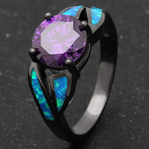 Black Rhodium Plated Blue Opal infinity Ring