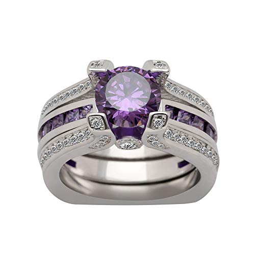 Purple Ring Set Large Engagement Rings