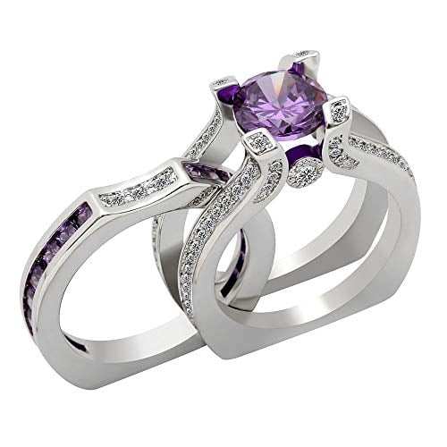 Purple Ring Set Large Engagement Rings