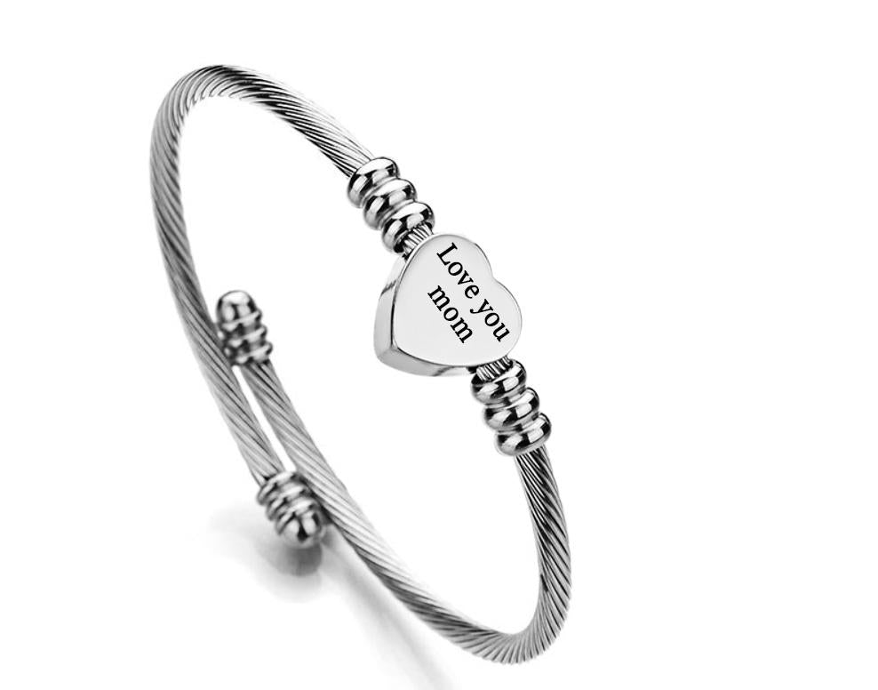 Mother's Day Special! Quote Stainless Steel Heart Charm Bangle