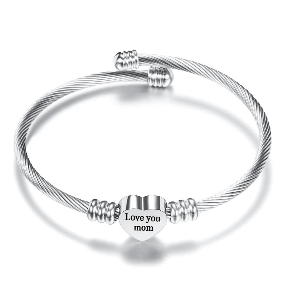 Mother's Day Special! Quote Stainless Steel Heart Charm Bangle